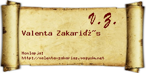 Valenta Zakariás névjegykártya